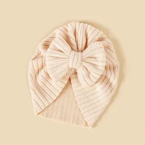 Baby Knitted striped fabric bow beanie hair hat #1171974