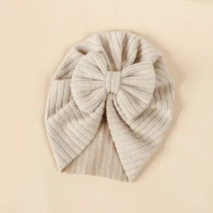 Baby Knitted striped fabric bow beanie hair hat #1171975