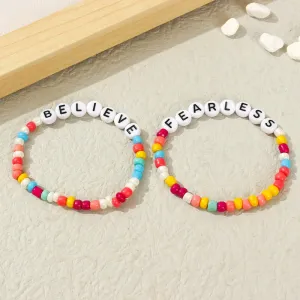 2-pack Toddler/Kid Letters Print Positive Energy Words Bracelets #1057314