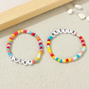2-pack Toddler/Kid Letters Print Positive Energy Words Bracelets #1057315