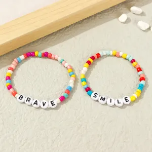 2-pack Toddler/Kid Letters Print Positive Energy Words Bracelets #1057316