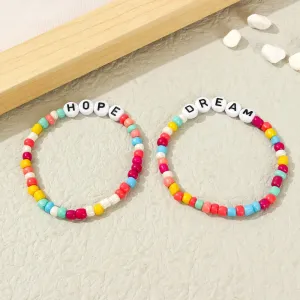 2-pack Toddler/Kid Letters Print Positive Energy Words Bracelets #1057317