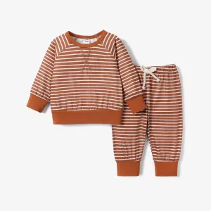 2pc Baby Girl/Boy Casual Stripe Long Sleeve Set #1168292