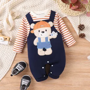 2pcs Baby Boy Bear and Stripe Pattern Set #1190387