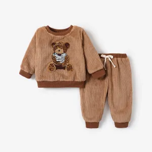 2PCS Baby Boy Childlike Animal Bear Pattern Set #1170085