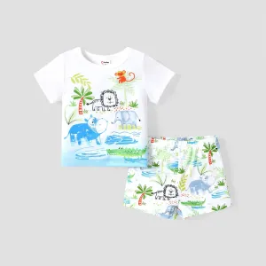2PCS Baby Boy Childlike Animal Pattern T-shirt and Pants Sets #1317246