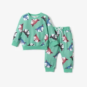 2PCS Baby Boy Childlike Fox Animal Pattern Top/ Pants Set #1169017