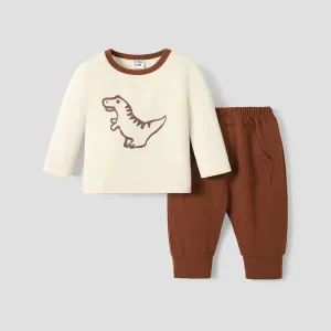2pcs Baby Boy Childlike Style Dinosaur Set #1066592