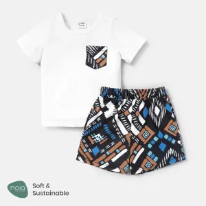 2pcs Baby Boy Cotton Short-sleeve Tee and Geo Print Naiaâ¢ Shorts Set #775868