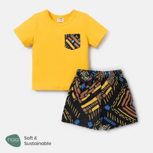 2pcs Baby Boy Cotton Short-sleeve Tee and Geo Print Naiaâ¢ Shorts Set #775871