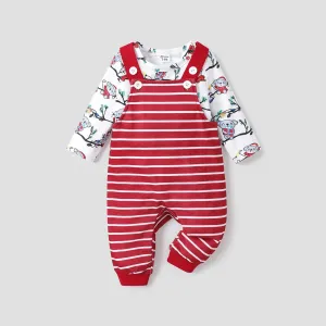 2PCS Baby Boy/Girl Christmas Childlike Top /Hanging Strap Pant Set #1169155