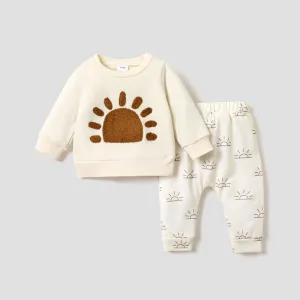 2pcs Baby Boy/Girl Long-sleeve Sun Graphic Pullover and Pants Set #784208