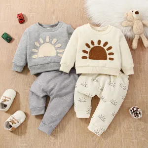 2pcs Baby Boy/Girl Long-sleeve Sun Graphic Pullover and Pants Set #784280