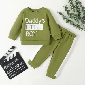 2pcs Baby Boy Letters Graphic Long-sleeve Top and Pants Set #1052235