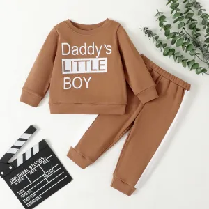2pcs Baby Boy Letters Graphic Long-sleeve Top and Pants Set #1052241