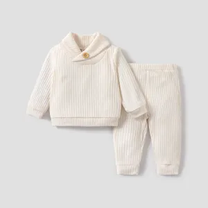 2pcs Baby Girl/Boy Casual Solid Color Set with Lapel #1121016