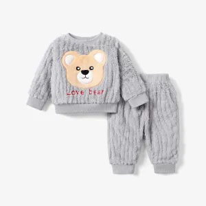 2pcs Baby Girl/Boy Childlike Animal Pattern Bear Set #1164469
