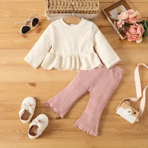 2pcs Baby Girl Casual Solid Color Long Sleeve Sets #1057388