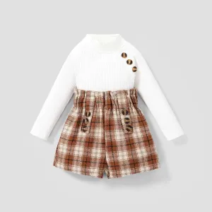 2pcs Baby Girl Elegant Plaid Long Sleeve Skirt Set #1094702