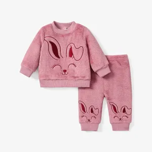 2PCS Baby Girl Sweet Animal Pattern Rabbit  Top/ Pant Set #1164449