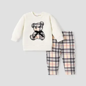 2pcs Baby Girl Sweet Bear Pattern Long Sleeve Set #1057665