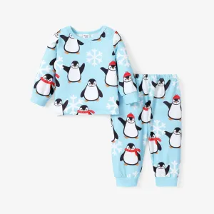2pcs Baby/Toddler Girl/Boy Childlike Penguin Pattern Pajama Set #1213158