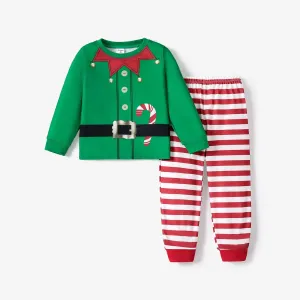 2pcs Baby/Toddler Girl/Boy Christmas Pattern Pajamas Set #1167564