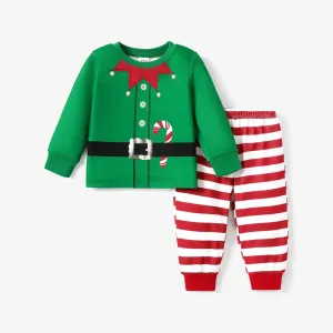 2pcs Baby/Toddler Girl/Boy Christmas Pattern Pajamas Set #1167570