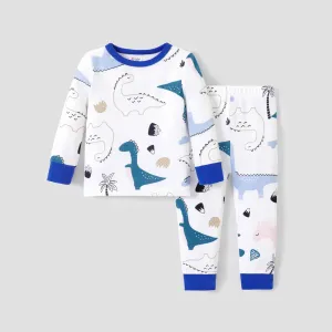 2pcs Baby/Toddler Girl/Boy Elephant and Dinosaur Print Pajamas Set #1317753