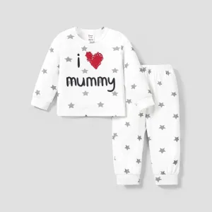 2pcs Baby/Toddler Girl/Boy Letter and Heart Pattern Pajamas #1205904
