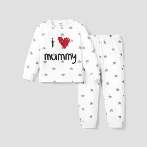 2pcs Baby/Toddler Girl/Boy Letter and Heart Pattern Pajamas #1205915