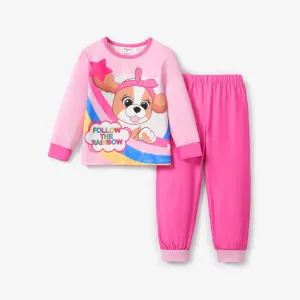 2pcs Baby/Toddler Girl Sweet Dog and Rainbow Pattern Pajamas #1213149