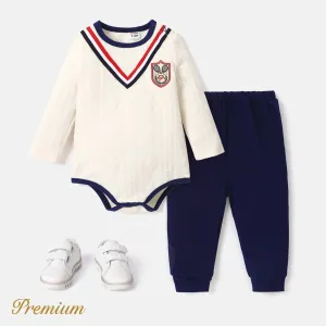 2pcs Cotton Blend School-Style Baby Boy Set #1060984