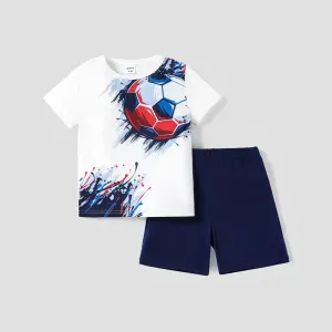 Kid Boy 2pcs Ball Print Short-sleeve Tee and Shorts Set