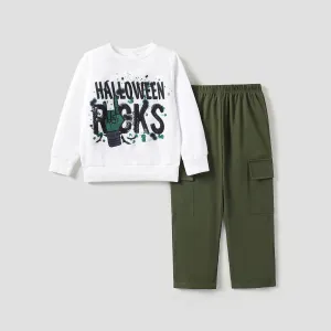 2pcs Kid Boy Halloween Stylish Avant-garde Set with Patch Pocket #1076350