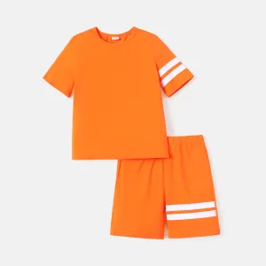 2pcs Kid Boy Striped Short-sleeve Cotton Tee and Shorts Set #219824
