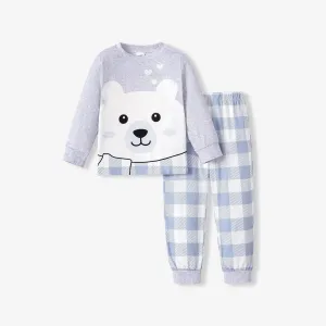 2pcs Kid Girl/Boy Casual Bear Pattern Pajama Set #1188844