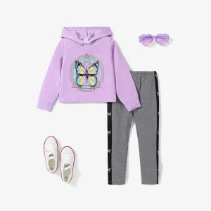 2PCS Kid Girl Butterfly Hooded Top/ Pant Set #1164442