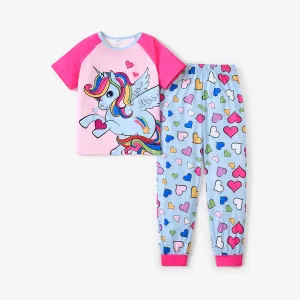 2pcs Kid Girl Casual Unicorn Pattern Pajamas Set #1315835