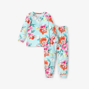 2pcs Kid Girl Pretty Casual Floral Pajama Set #1188849