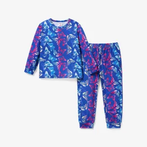 2pcs Kid/Toddler Girl Gradient Butterfly Pattern Pajamas #1206276