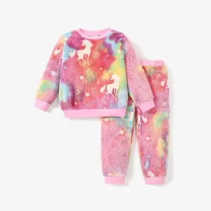 2pcs Kid/Toddler Girl Pajama Childlike Style Set #1166557