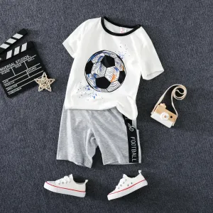 2pcs Kid's  Boys Ball Element Casual Design Flame Retardant Printed Home Clothes Top and Shorts Set #1326005