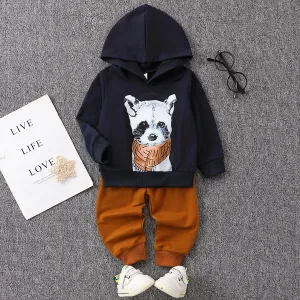 2pcs Toddler/Baby Boy Animal Pattern Hooded Set #1316925