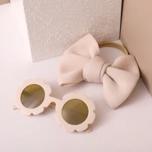 2pcs Toddler Bow Decor Headband and Sunglasses Set #1065096
