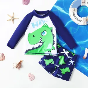 2pcs Toddler/Kid Boy Childlike Dinosaur Swimsuits Set #1318876