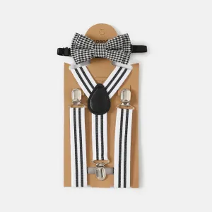 2pcs Toddler/Kid Boy Stripe Print Elastic Strap Clip and Bow Tie Set #1044172