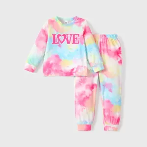 2pcs Toddler/Kid Girl Pretty Letter Pattern Pajama Set #1166525
