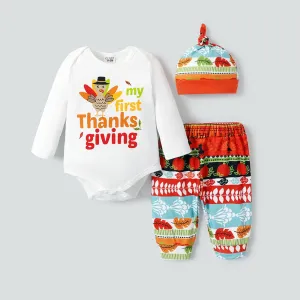 3pcs Baby Girl/Boy Thanksgiving Day Childlike Set with Hat #1164690