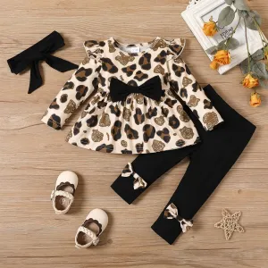 3pcs Baby Girl Leopard Ruffle Set #1061397